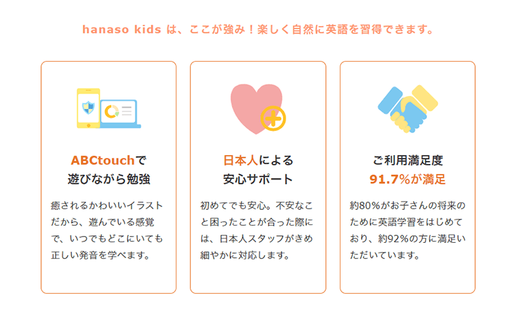 hanaso kids公式サイトの挿入画像